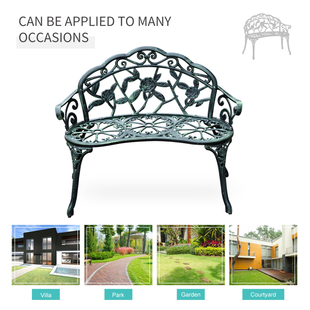 Cast Aluminum Garden Bench Patio Chair