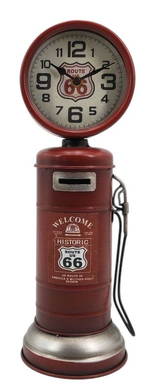 AcaciaHome Unique & Classic Route 66 Red Petrol Pump Mantel Clock