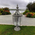 Stylish 77cm Grey Metal Glass Candle Lantern