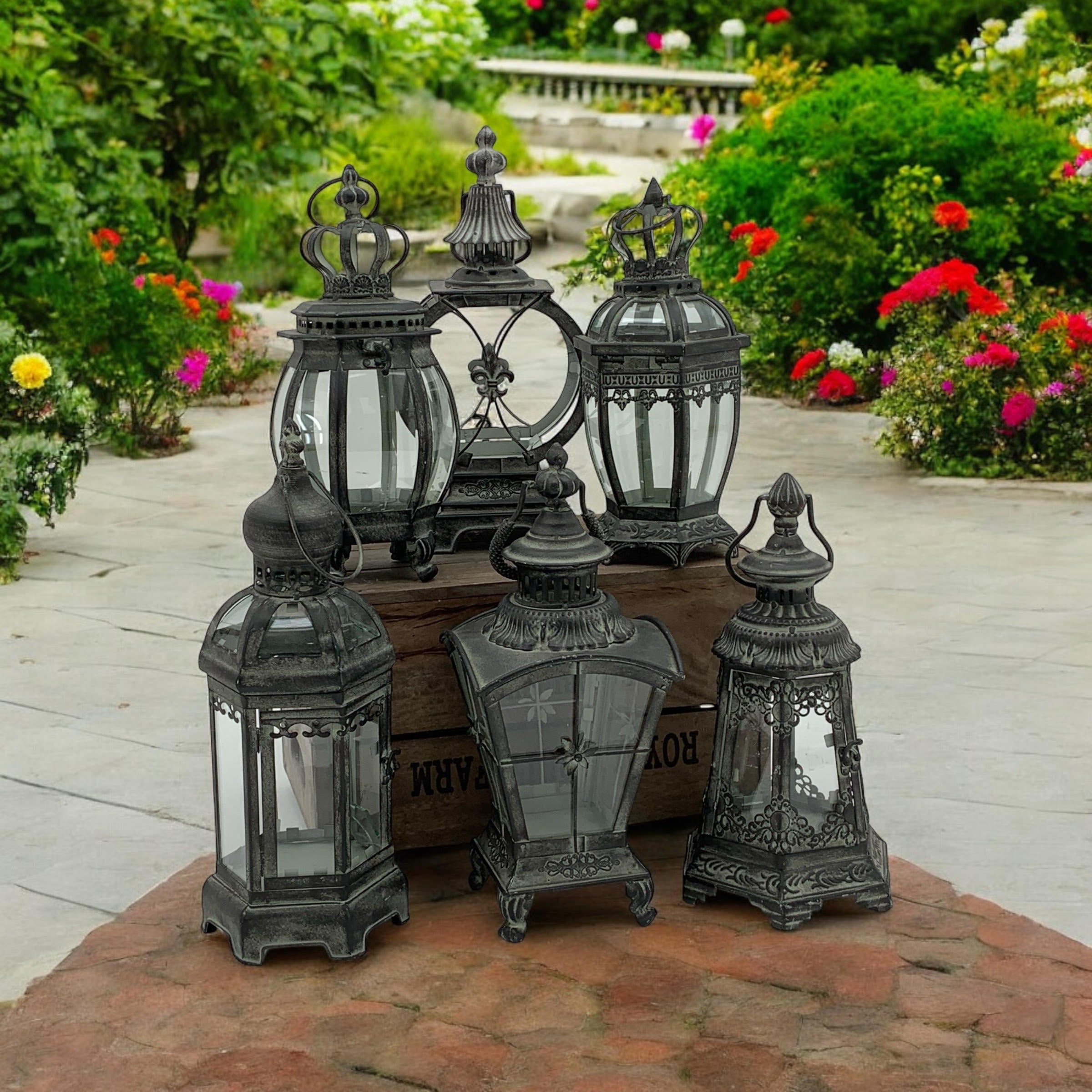 Stunning Metal Grey Tealight Lantern Holder Set of 6