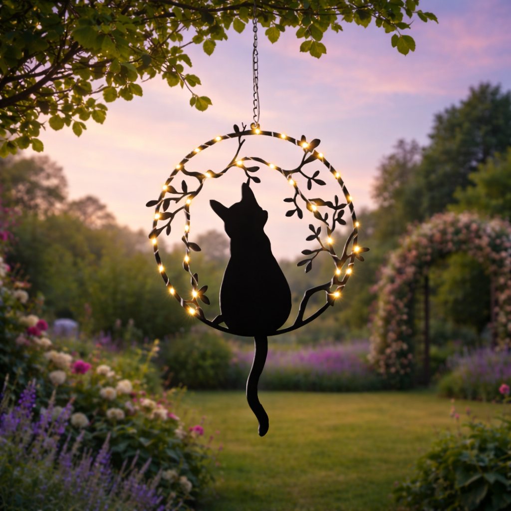 Hanging Solar Cat (24cm chain)