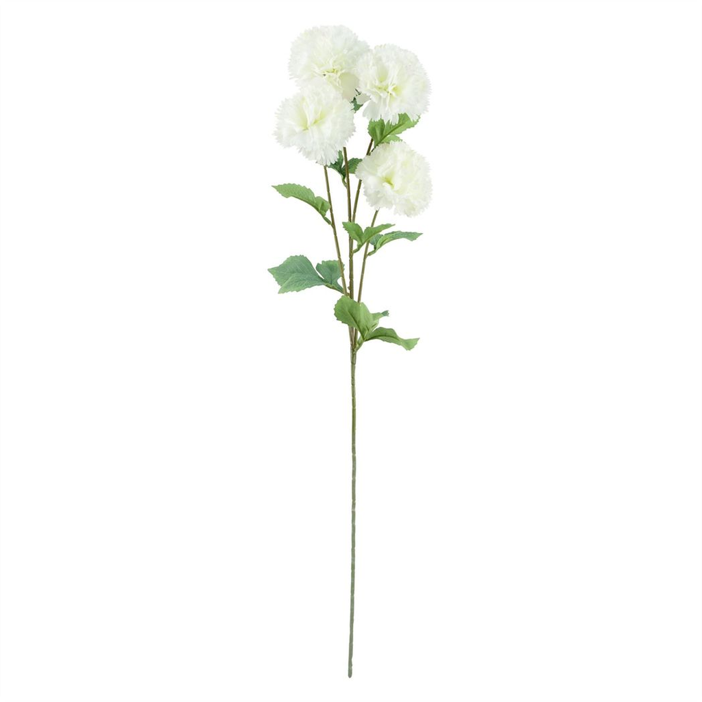 Pack of 6 x 70cm White Artificial Carnation Stem - 24 Flowers