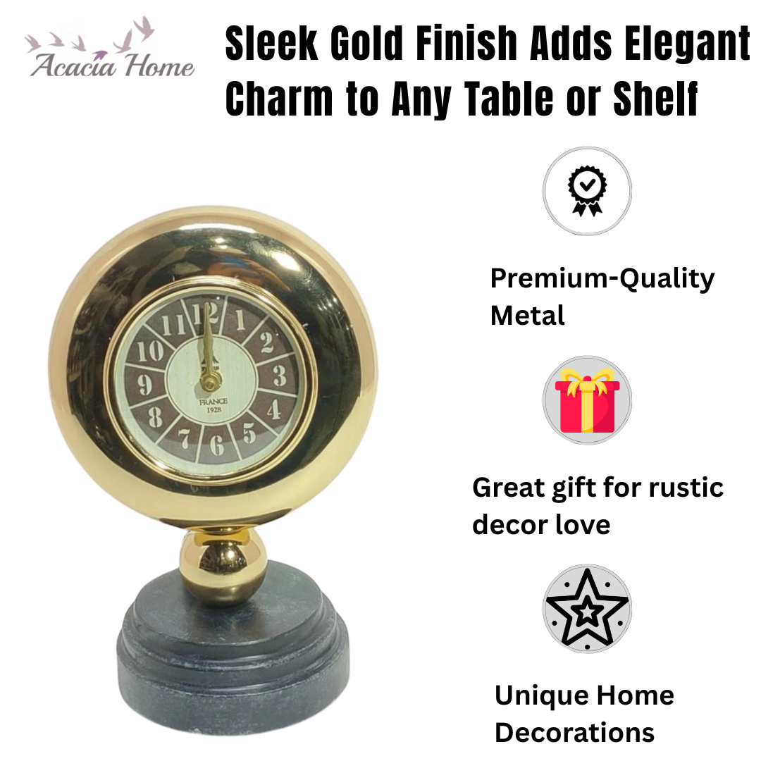 Gold Black Mantel Clock – Elegant Silent Sweep Tabletop Timepiece (30CM Mantel Clock)