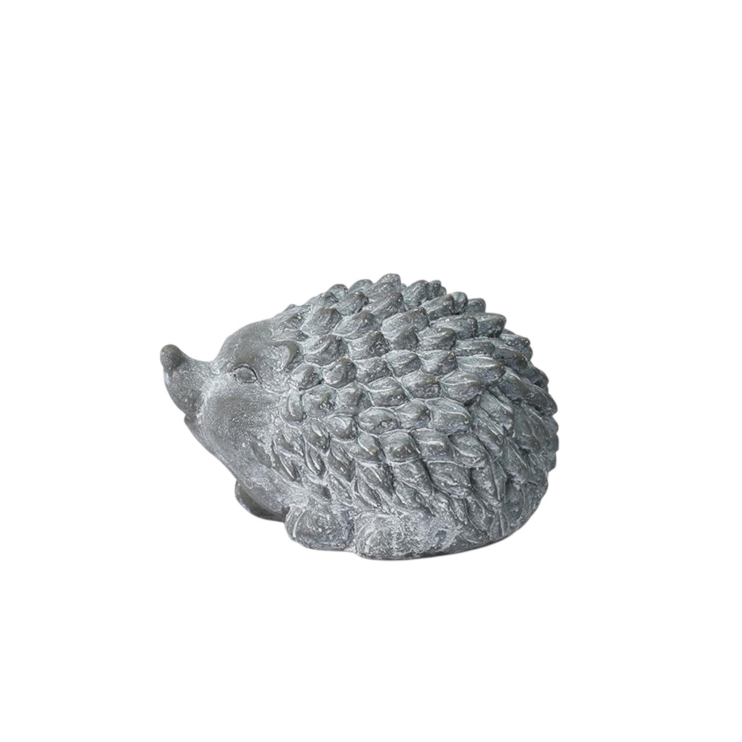 Durable Stone-Look Hedgehog Garden Sculpture (21cm Grey Hedgehog Statue)
