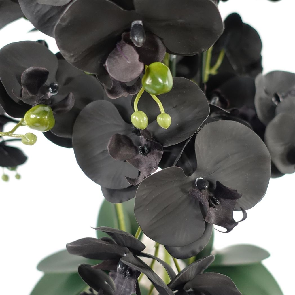 60cm Orchid Artificial Black - Gold Ceramic Planter