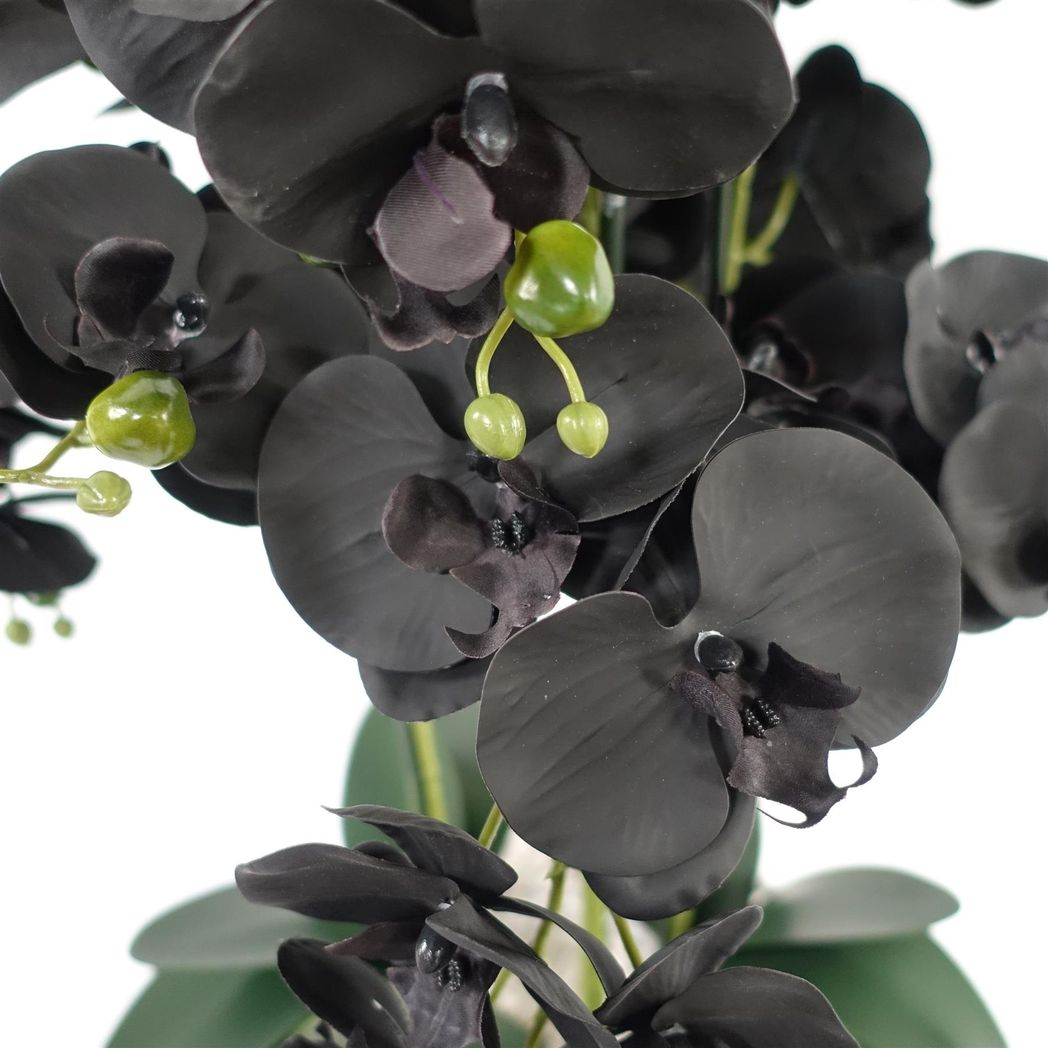 60cm Orchid Artificial Black - Gold Ceramic Planter