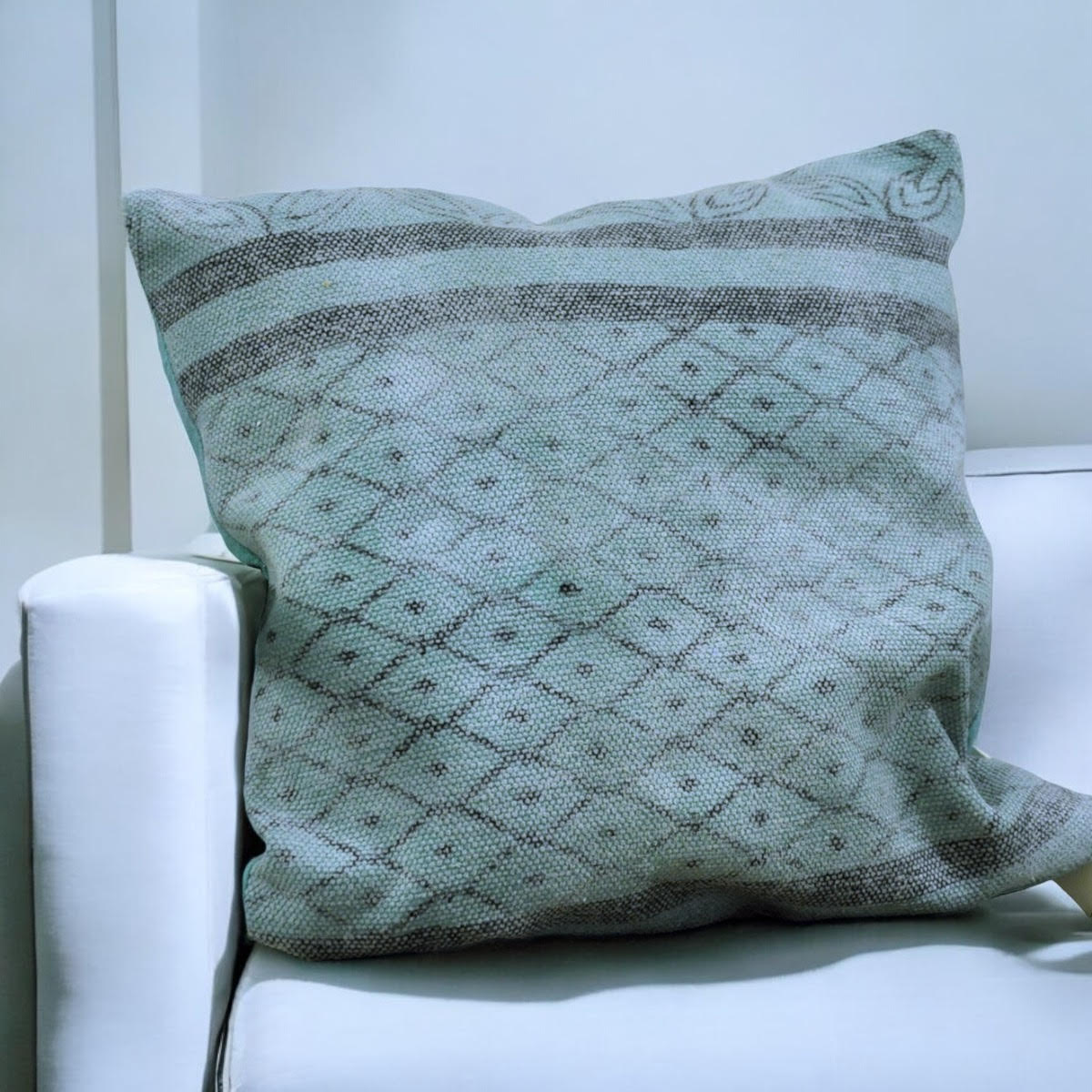 Luxury Stone Washed Green Cushion Cover, 50 x 50 cm – Elegant Home Décor Cushion