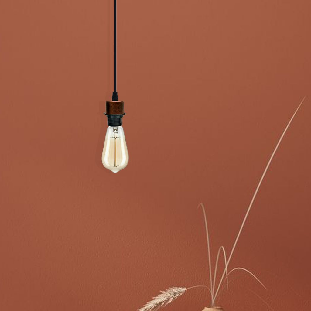 Industrial Rustic Red Pendant Light Fitting, Lampshade Addable E27 Lamp Holder UK