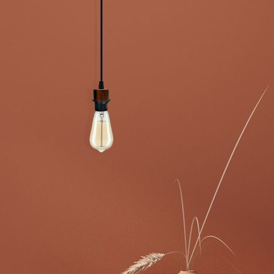 Industrial Rustic Red Pendant Light Fitting, Lampshade Addable E27 Lamp Holder UK