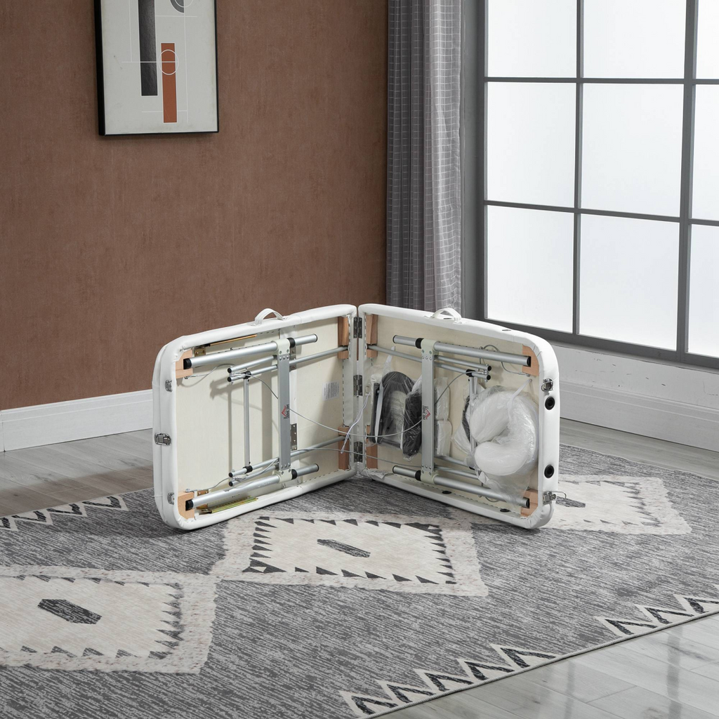 HOMCOM Folding PVC Leather Massage Table Aluminium Frame with Headrest