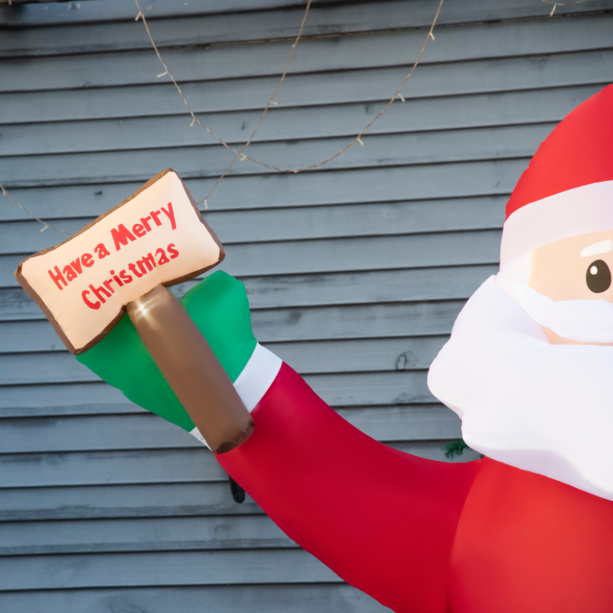 Outsunny 8' Inflatable Christmas Santa Claus Holds Light Sign of Blessings LED