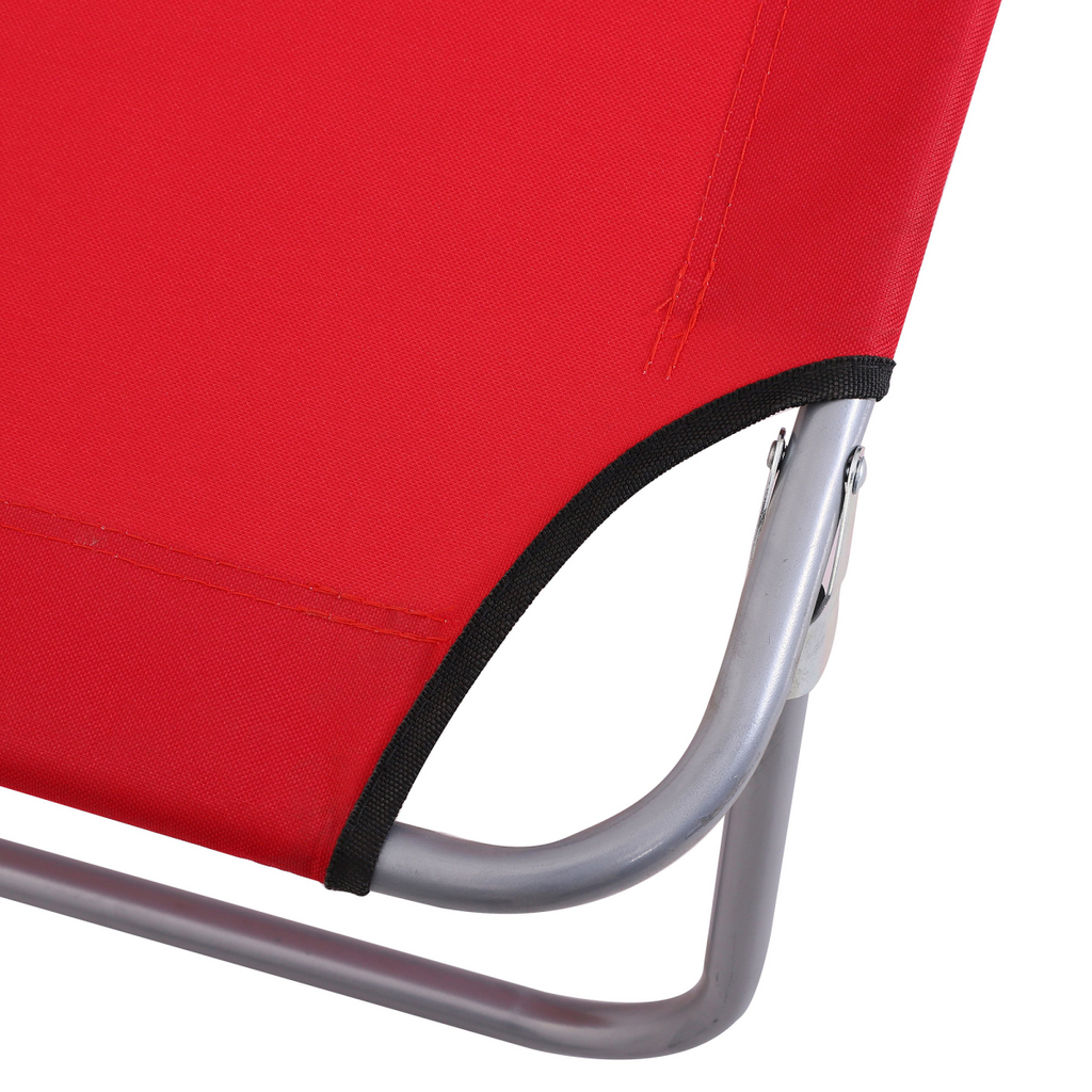 Outsunny Folding Chair Sun Lounger w/ Sunshade Garden Recliner Hammock Red