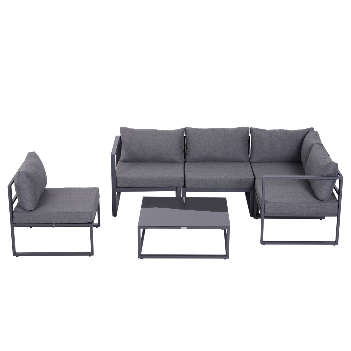 6Pcs Outdoor Sectional Sofa Set Conversation Aluminum Frame Cushion Outsunny