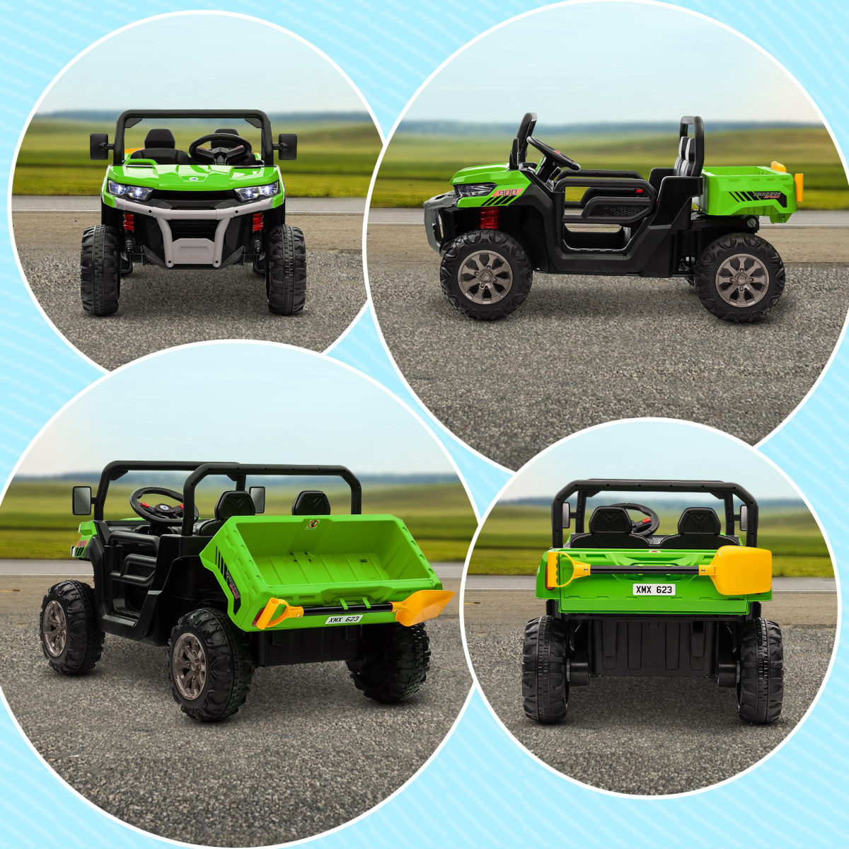 HOMCOM 12V Two-Seater Kids Electric Ride-On Car with Electric Bucket - Green