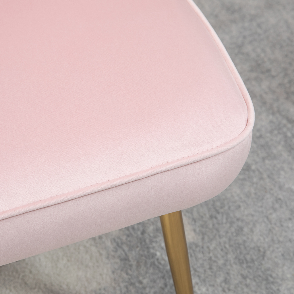 Velvet-Feel Shell Luxe Accent Chair Home Bedroom Lounge with Metal Legs Pink