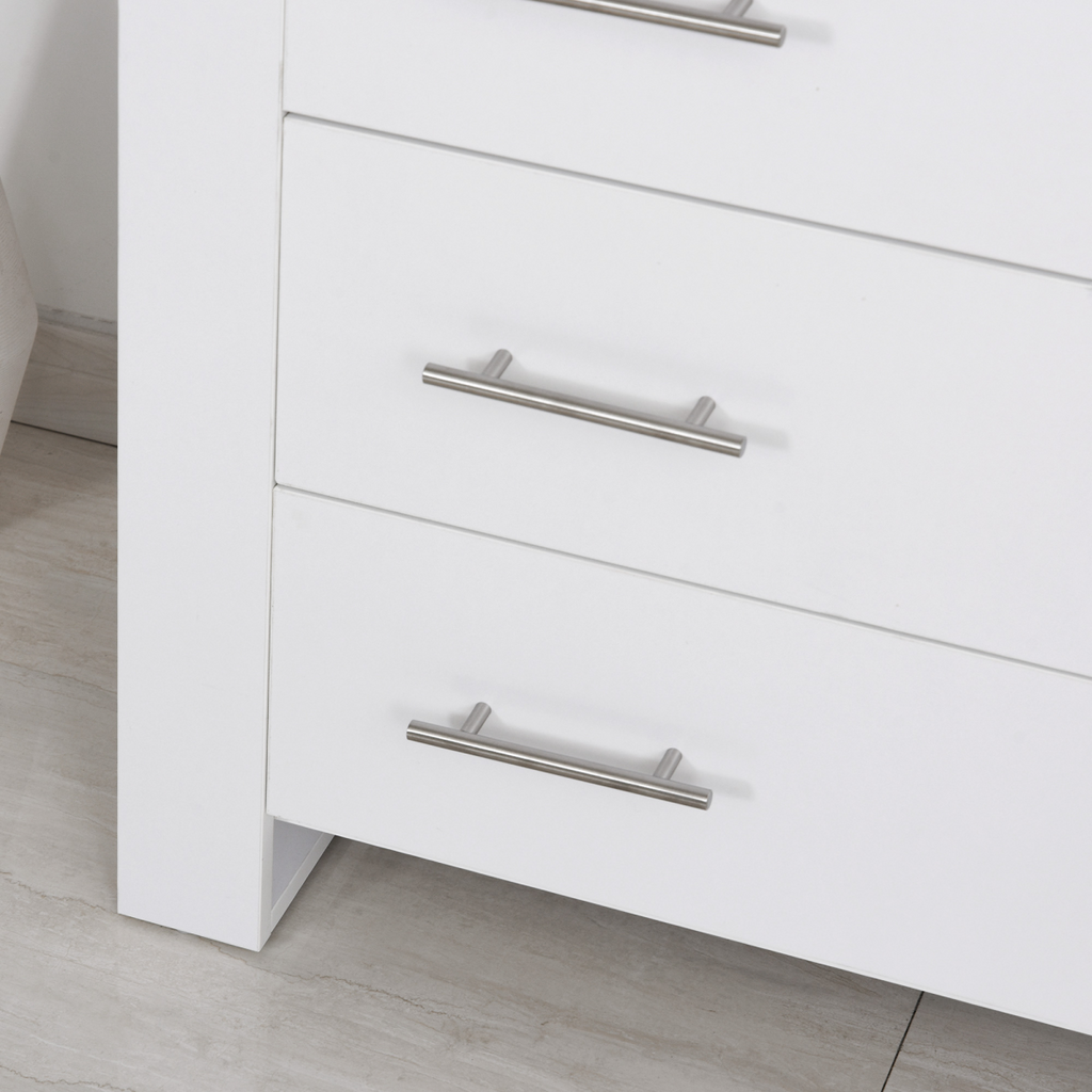 Chest Of 4 Drawers Home Storage Clothes Cabinet Metal Handles White
