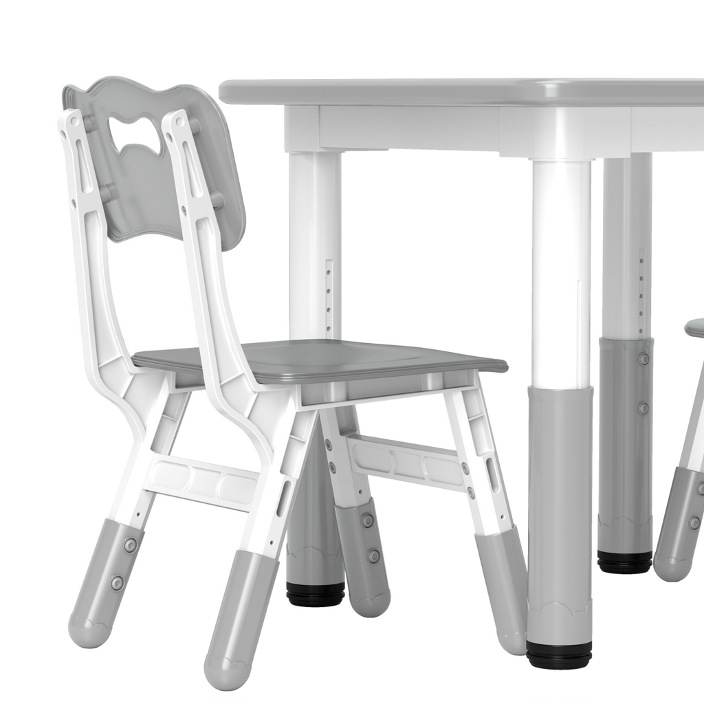 AIYAPLAY 3 Pcs Height Adjustable Kids Table and Chair Set for Playroom - Grey
