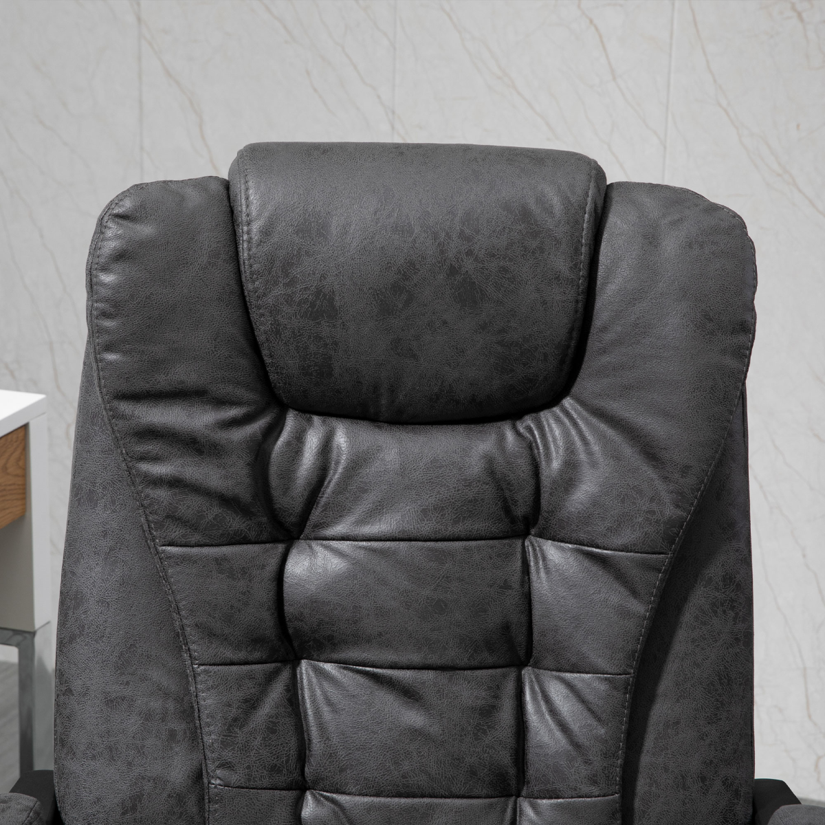 Vintage High Back Heated Massage Office Chair with 6 Vibration Points, Dark Grey