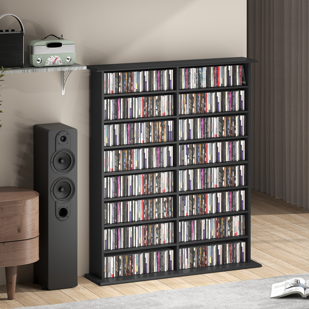 HOMCOM CD Storage Unit DVD Tower Blu-ray Storage Shelf for Office, Black