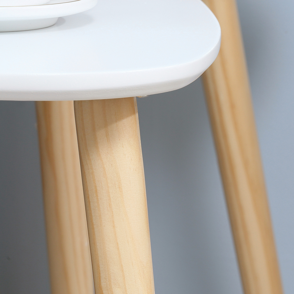 Side Table Set of 2 Nested Coffee Table W/ Solid Wood Legs Living Room White