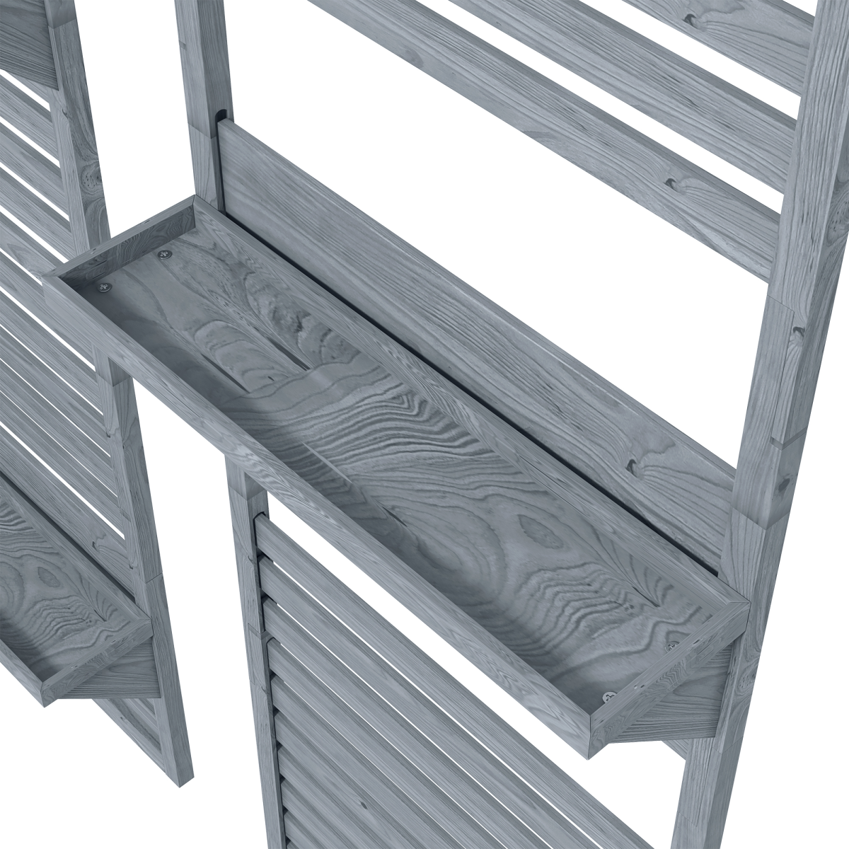 Outsunny Wall Mounted Plant Stands Set of 2 with Shelves and Slatted Trellis