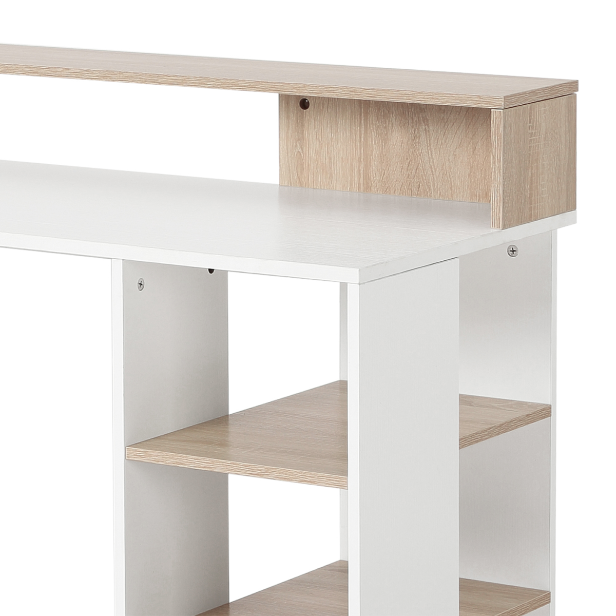 Multi-Storage & Workstation Desk Table Storage Shelves Home Office Oak HOMCOM