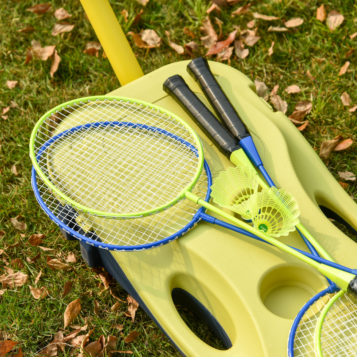 Foldable Badminton Net Set with 2 Pairs of Rackets 2 Nylon Shuttlecocks HOMCOM