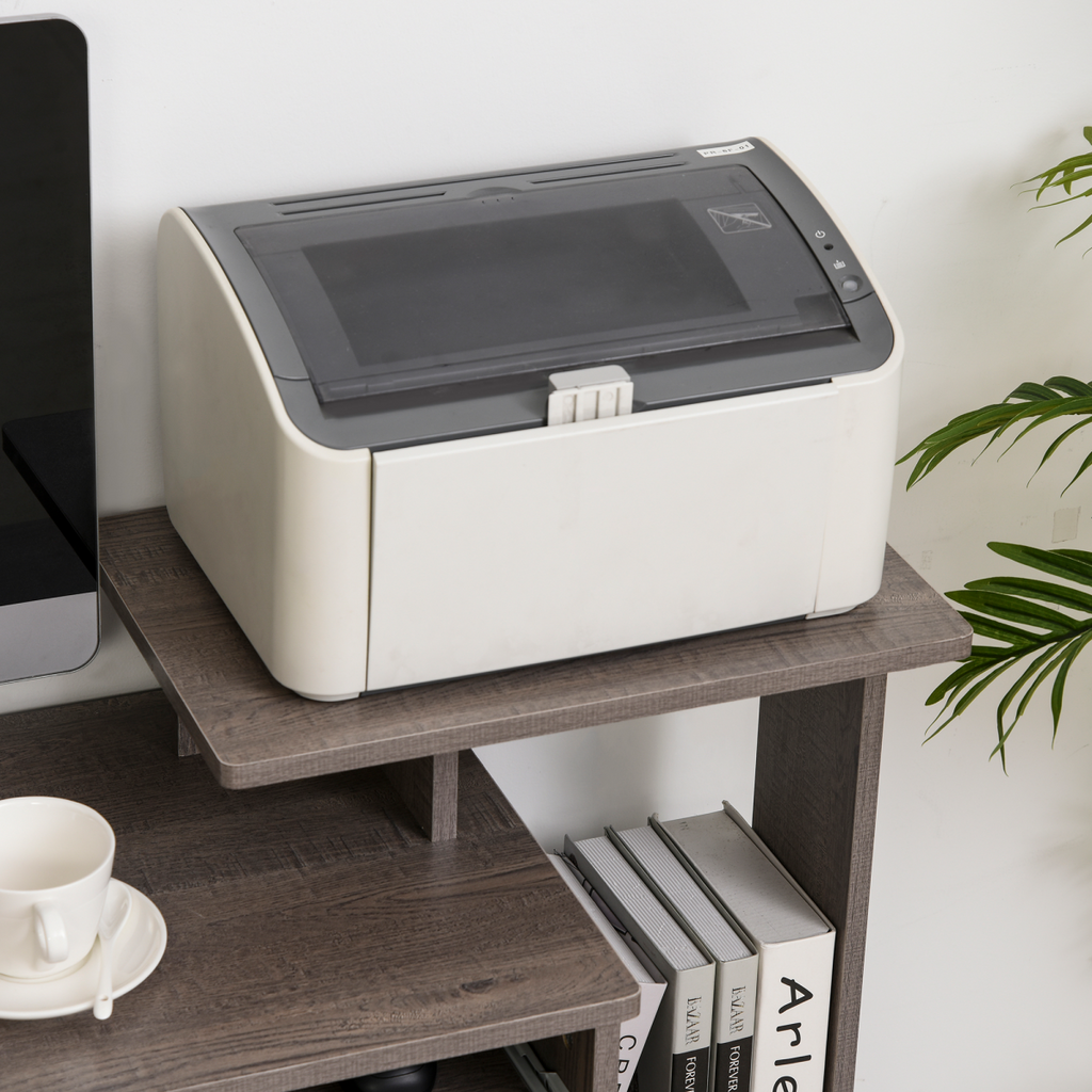 Computer Desk with Sliding Keyboard Tray Storage Drawer Shelf  Grey