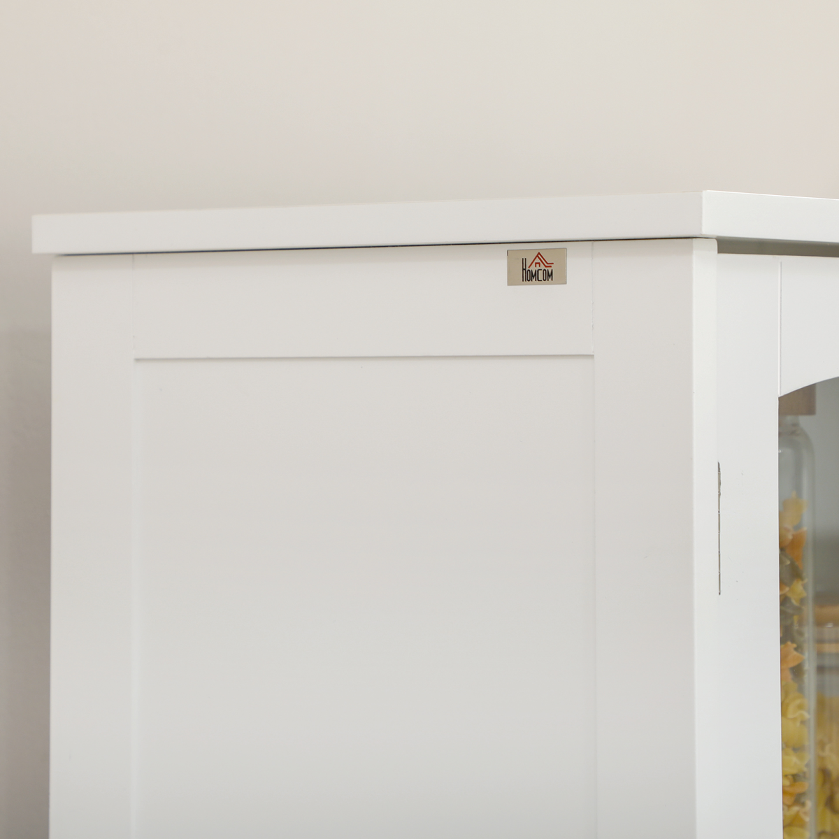 HOMCOM Kitchen Cupboard Storage Cabinet Adjustable Shelves, Glass Door, 160cm