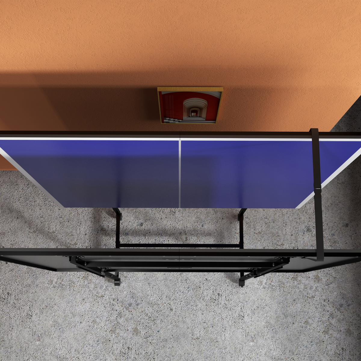 SPORTNOW 9FT Folding Table Tennis Table with 4 Wheels, for Indoors, Blue