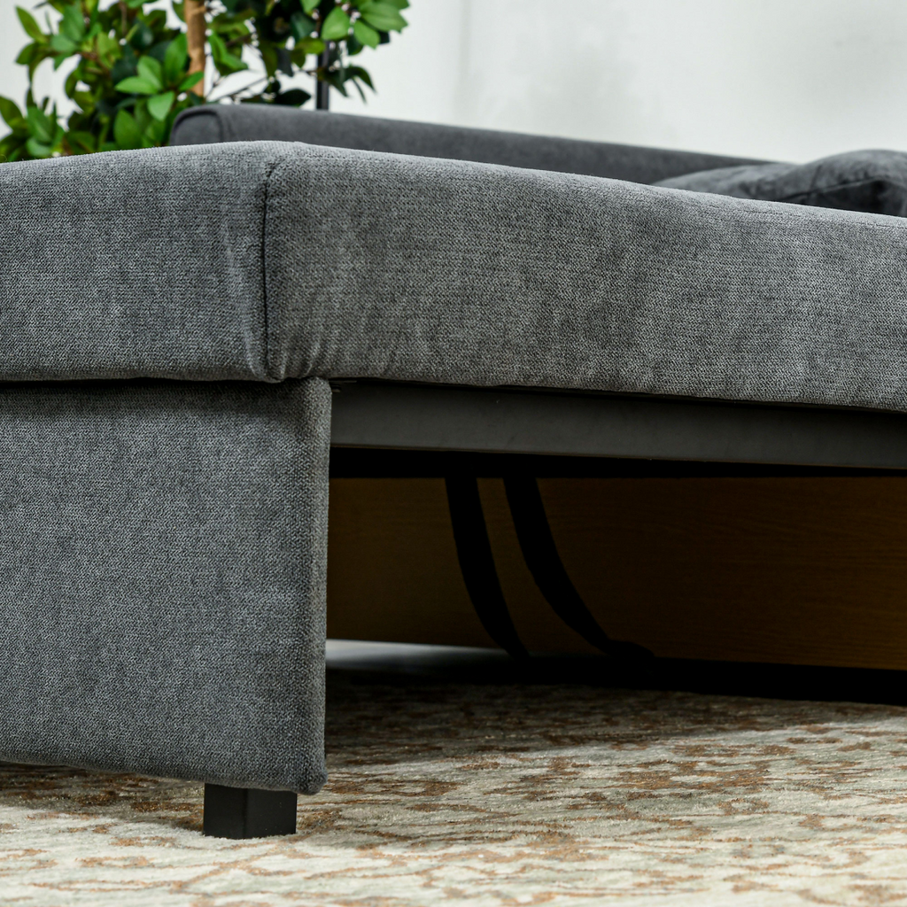 HOMCOM 2 Seater Sofa Bed Convertible Bed Settee with 2 Cushions Storage