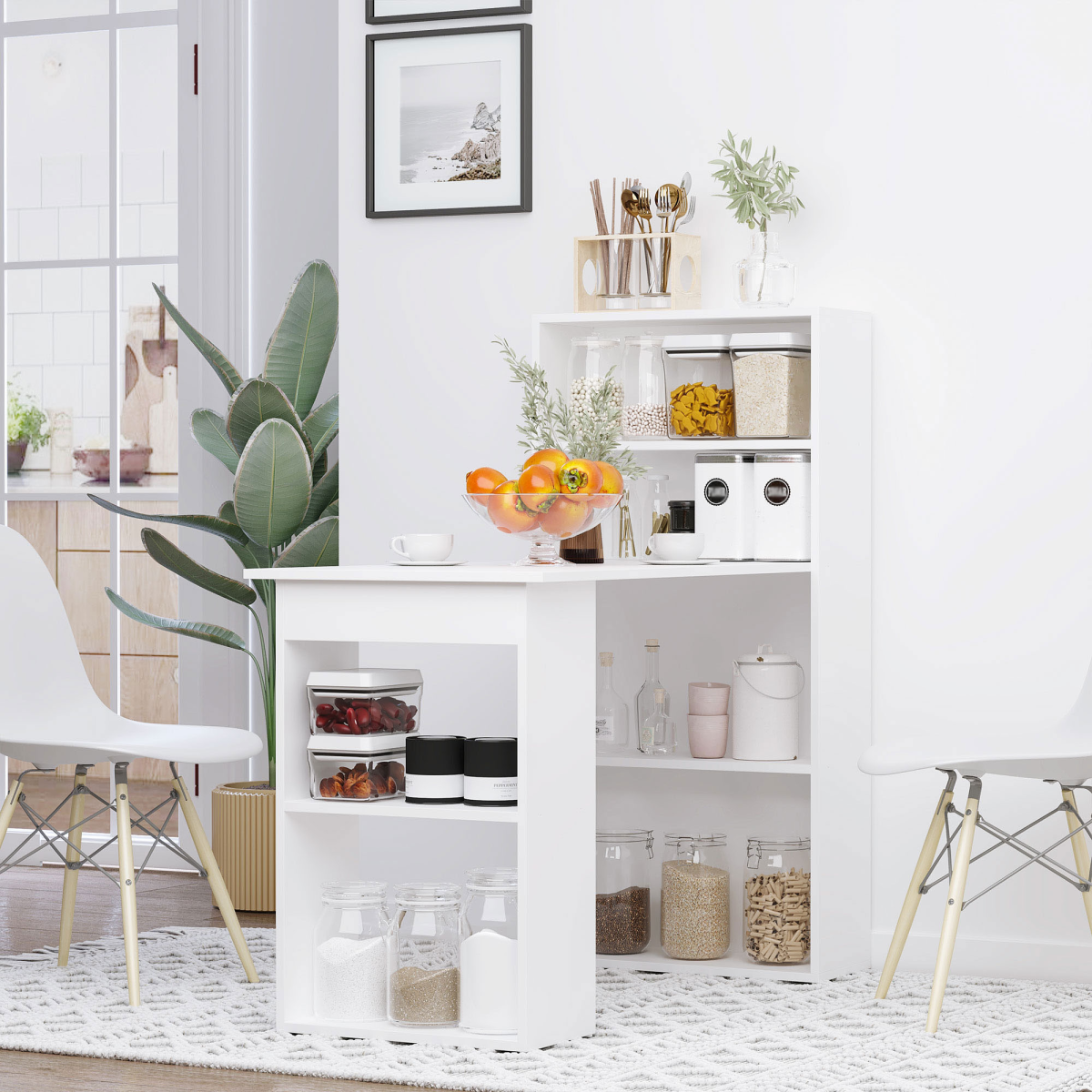 Computer Desk, 120Lx55Dx120H cm-White