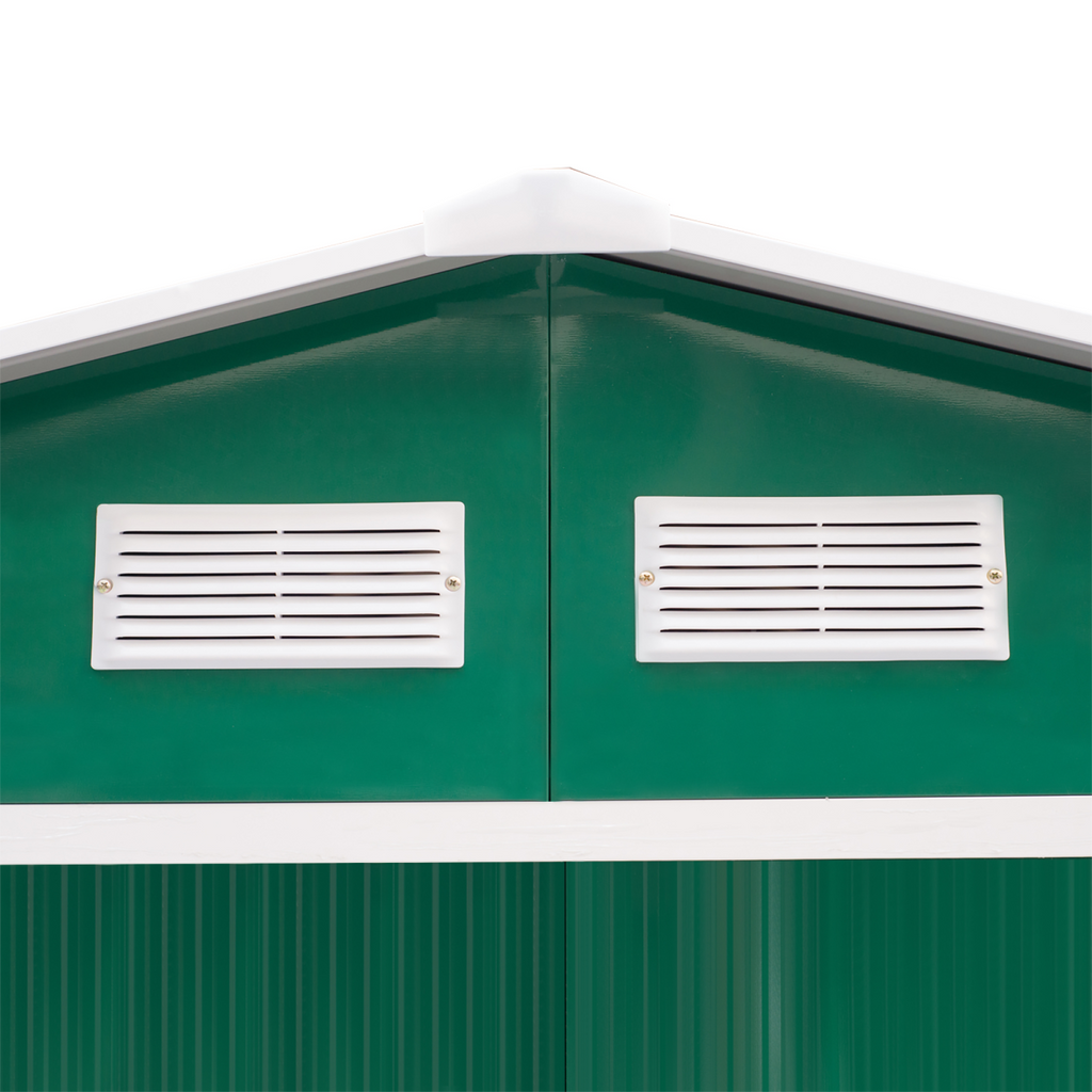 Metal 9x6 ft Garden Shed Storage Door Roof Building Container-Green