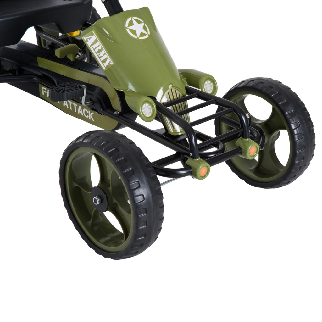 Pedal Go Kart Ride On Racer Hand Brake EVA Tyre Adjsuatble Seat Green HOMCOM