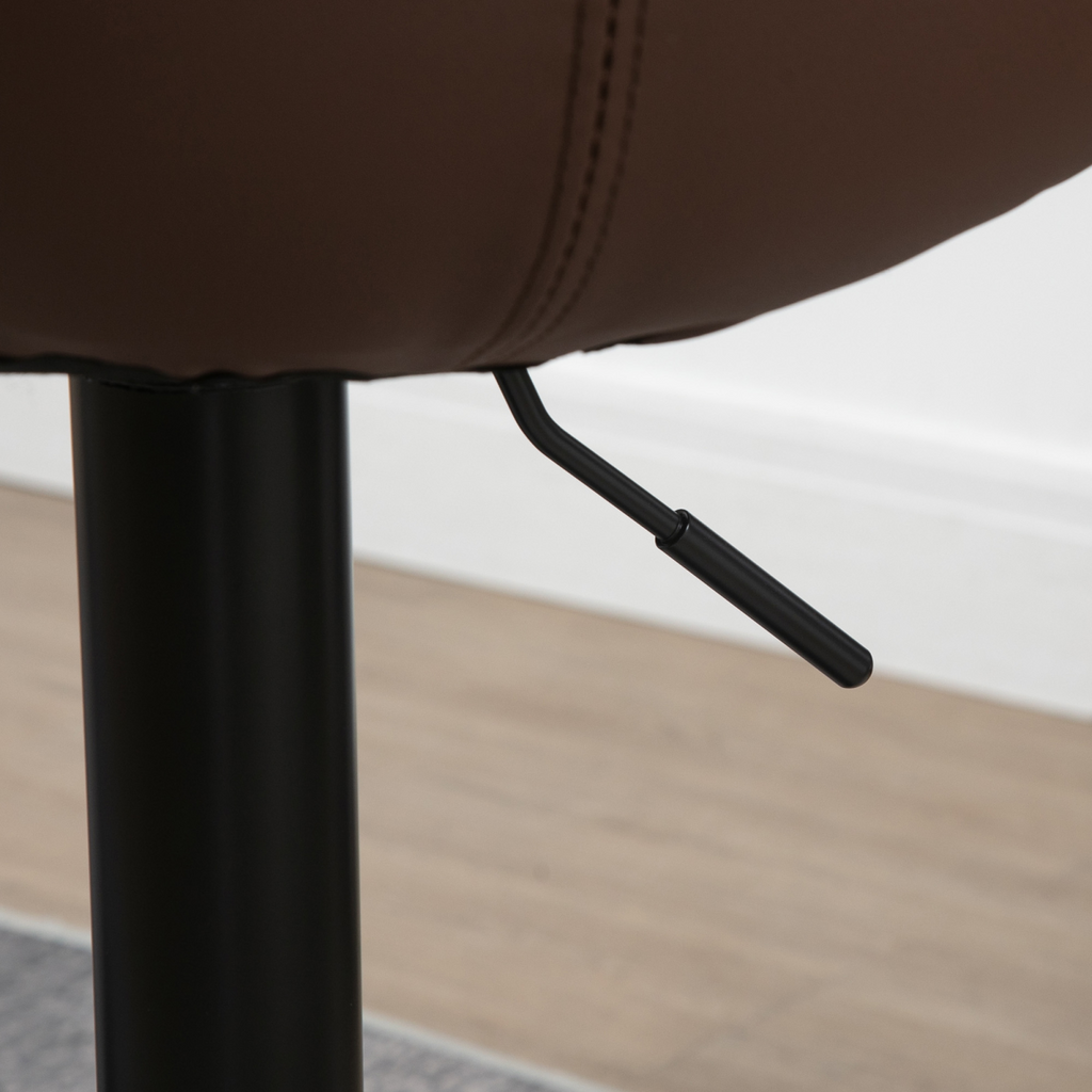 Set of 2, Adjustable Stools Swivel and Footrest for Home Pub Area, Brown