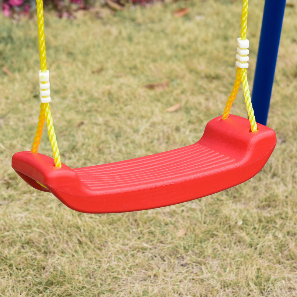 Metal Swing Set w/ Adjustable Rope A-Frame Stand Outdoor Playset Outsunny