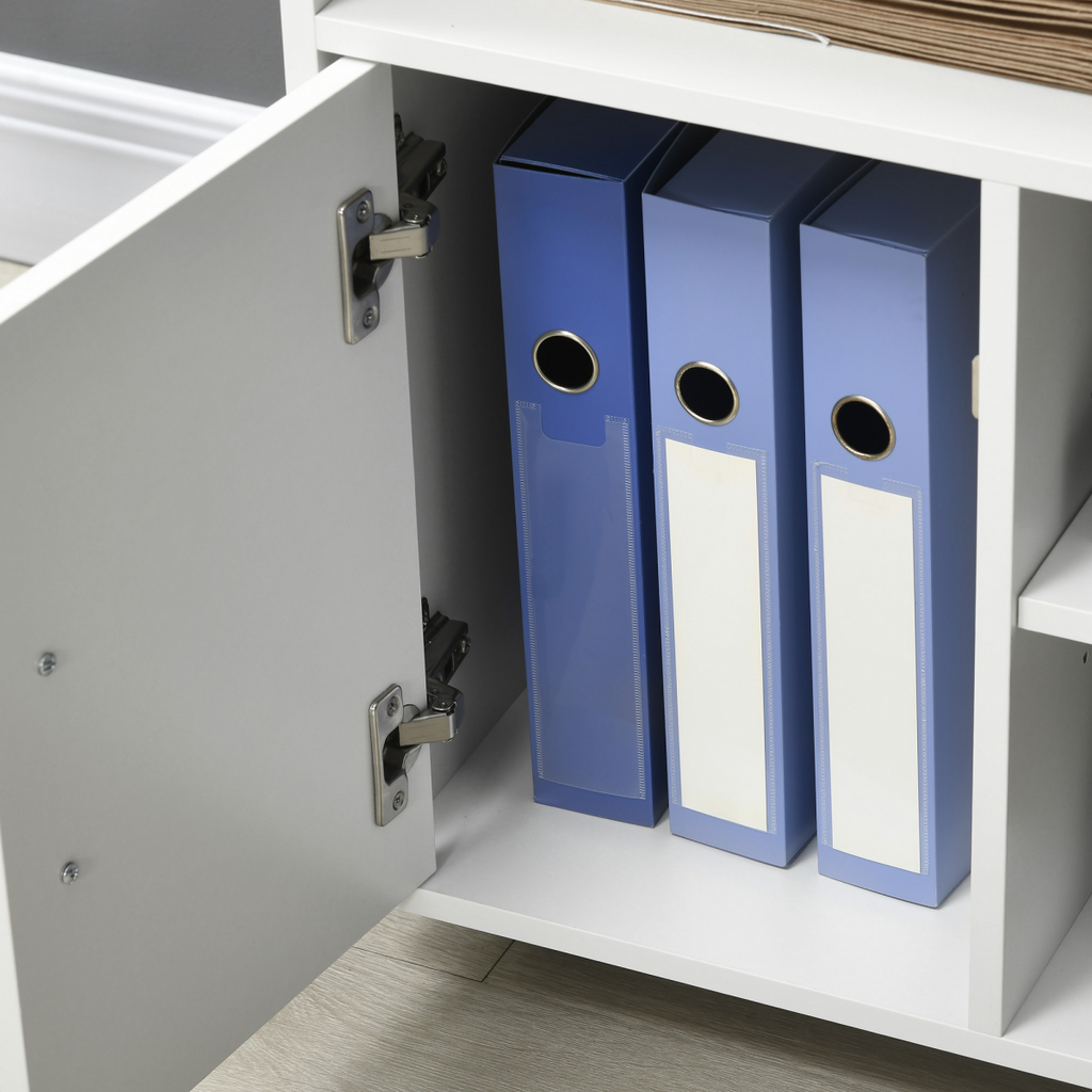 Multi-Storage Printer Unit Office Organisation with 5 Compartments White HOMCOM