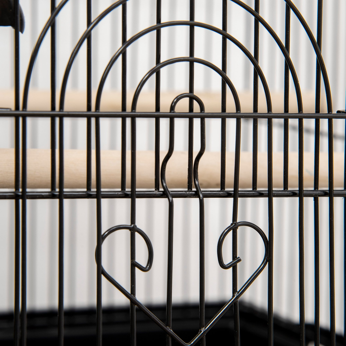 Metal Bird Cage w/ Plastic Perch Food Container Handle 50.5 x 40 x 63cm Black