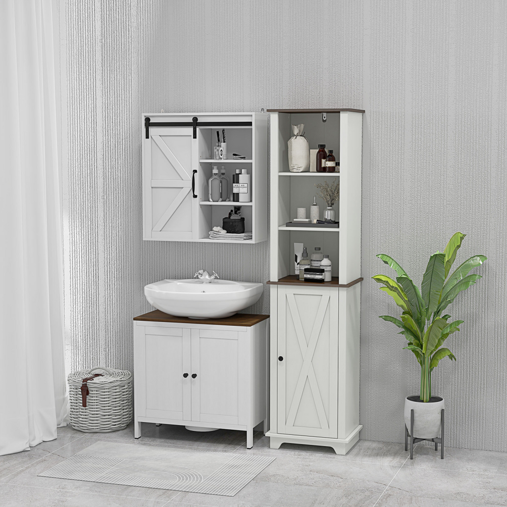 Tall Bathroom Cabinet Storage Cupboard with Door, Adjustable Shelves