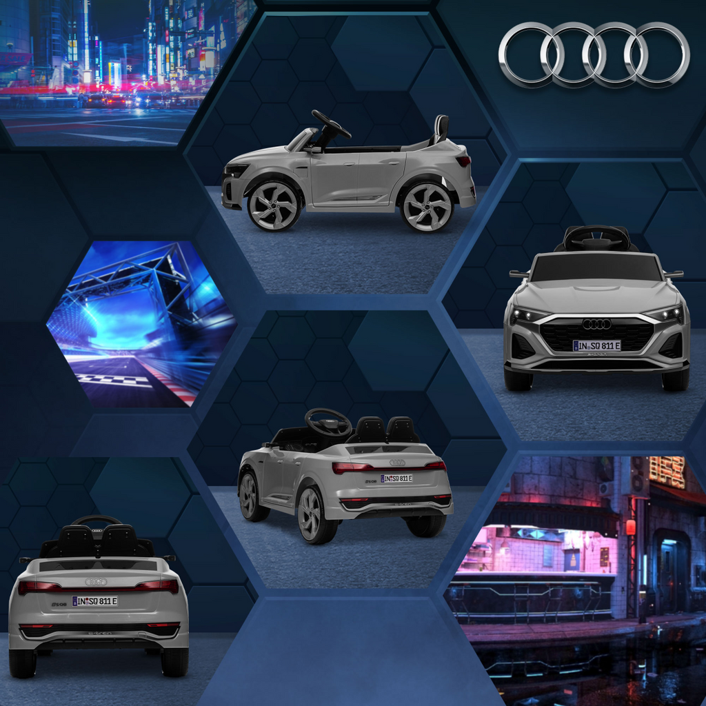 AIYAPLAY Audi Q8 e-tron Sportback Kids Electric Car with Remote - Grey