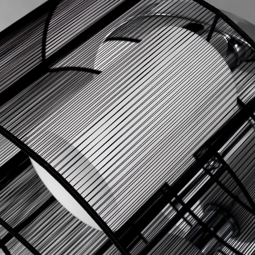Chandelier, ?40x25H cm, Chrome/Fabric-Black