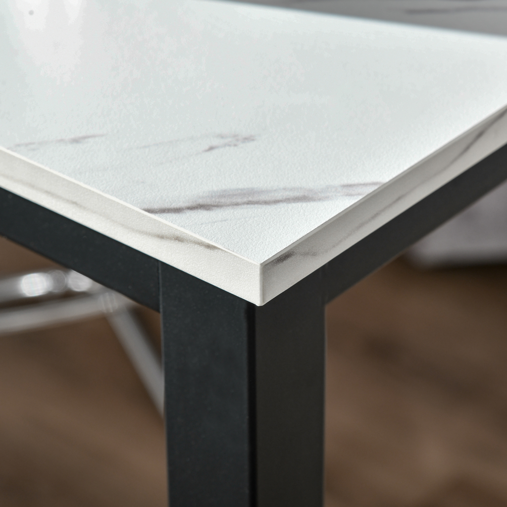 Bar Table Breakfast Dining Coffee Table w/ Adjustable Footpads White & Black