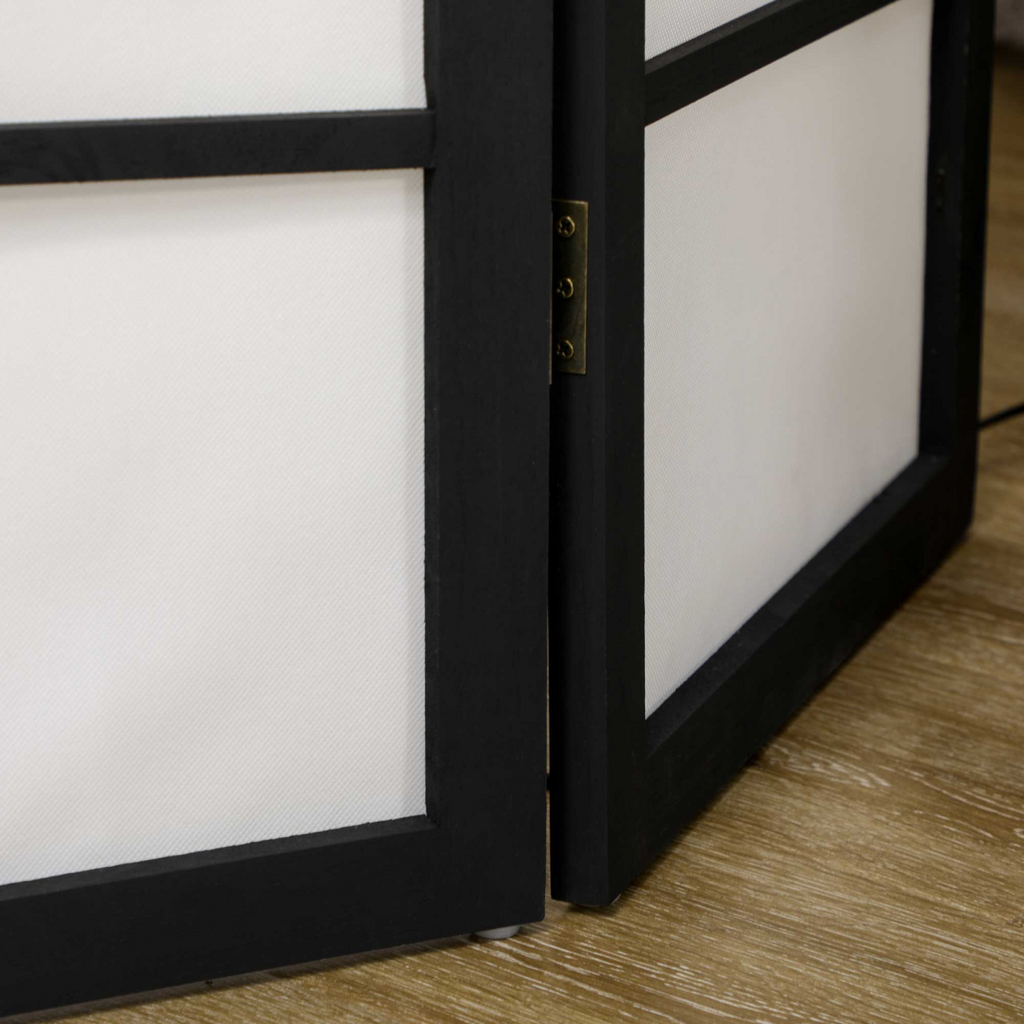 HOMCOM Folding Room Divider 3 Panel Privacy Screen Protector with Wooden Frame