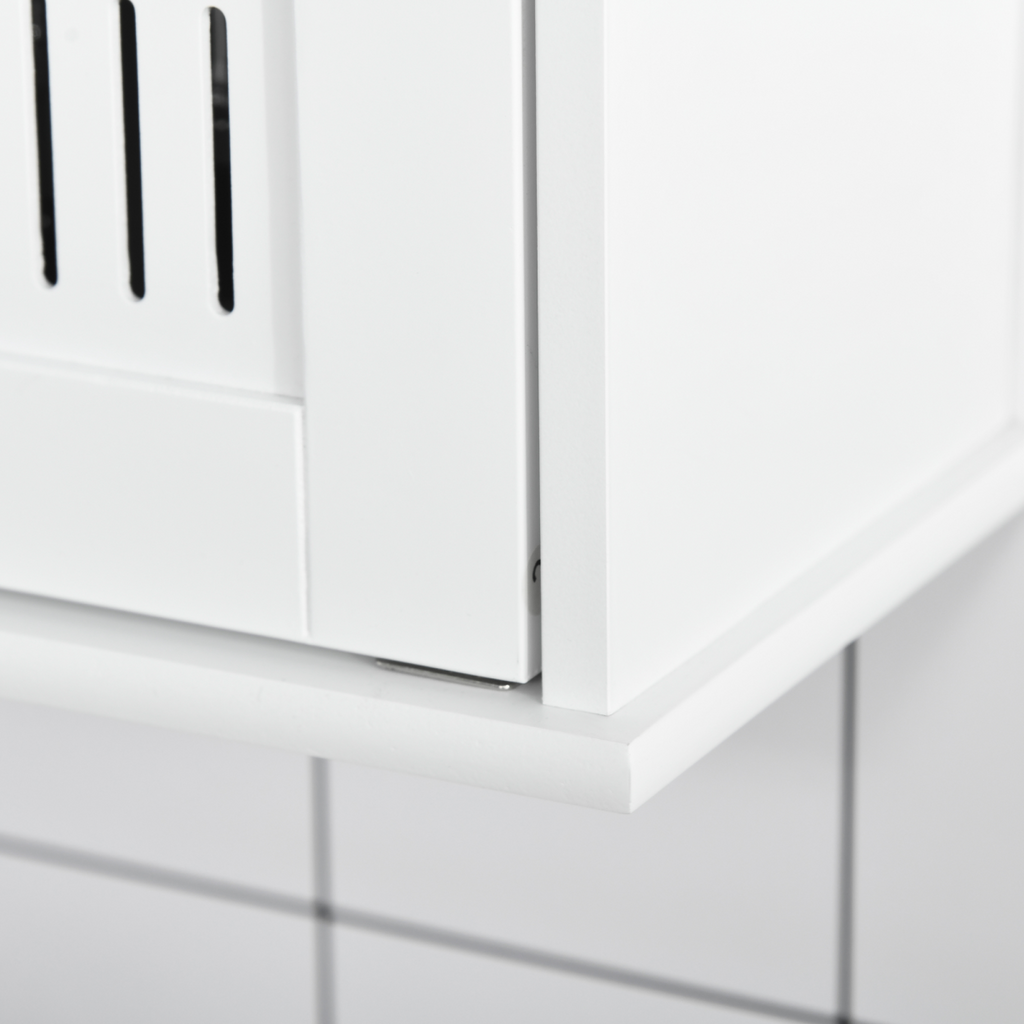 Bathroom Mirror Cabinet, Wall Mounted Storage Cupboard Double Doors White