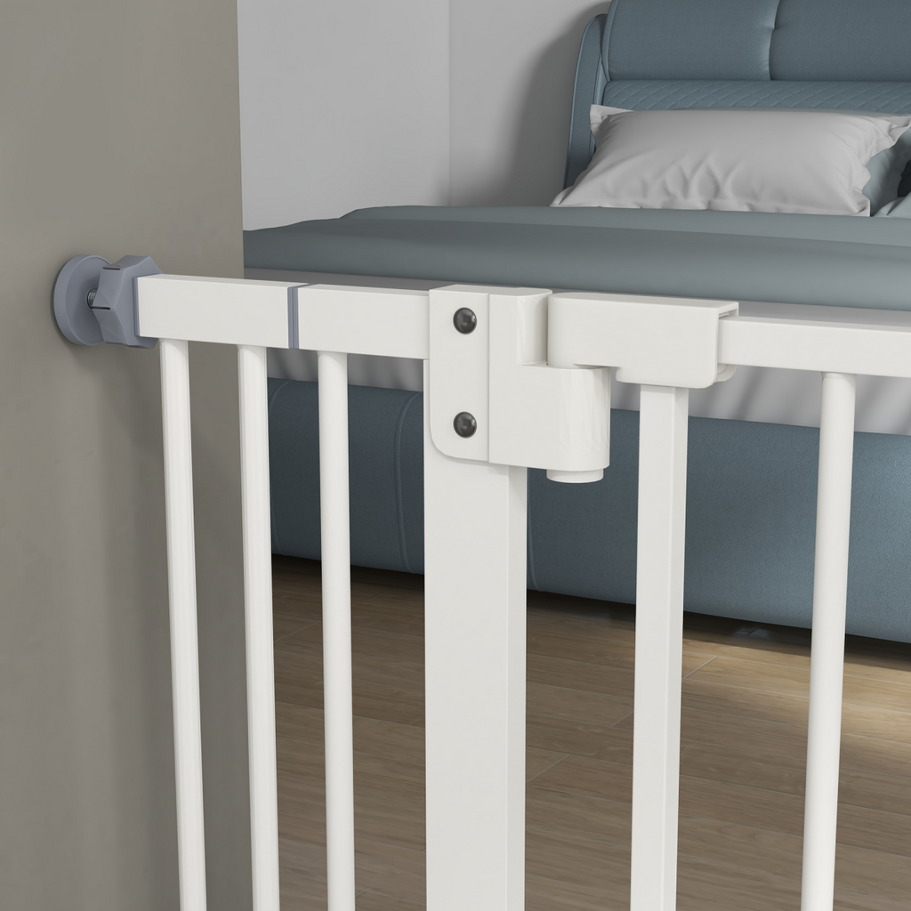 PawHut Adjustable Safety Gate with 2 Extensions and Four Adjustable Screws, White