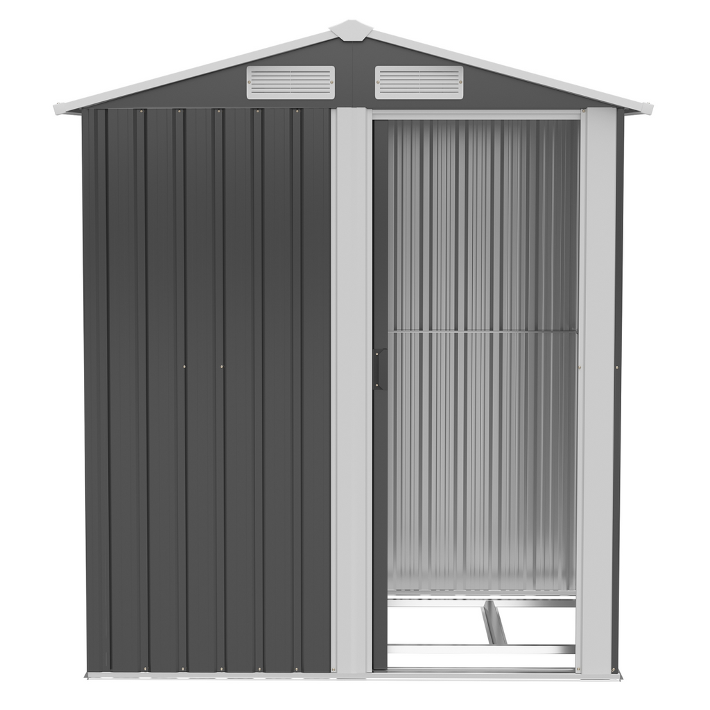 Outdoor Storage Shed, Sliding Door, Sloped Roof  152 x 132 x 188 cm, Grey
