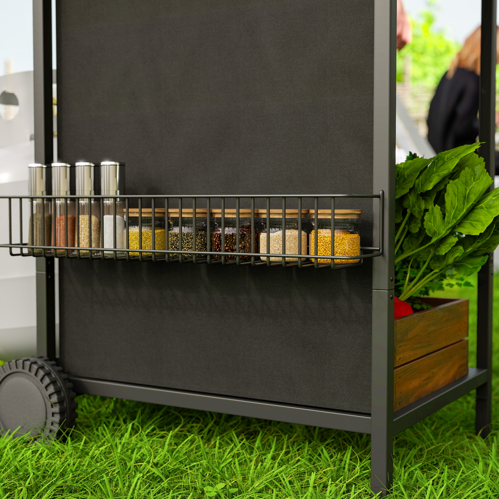 Outsunny 4 Burner Gas Barbecue Grill Portable Gas BBQ Grill with Lid, Black
