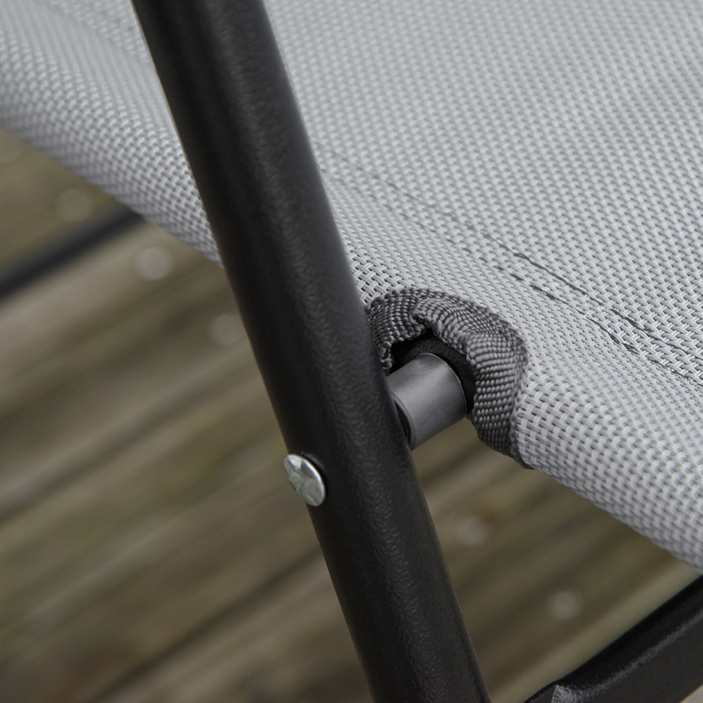 Patio Bistro Set Folding Chairs Garden Coffee Table for Balcony Grey Outsunny