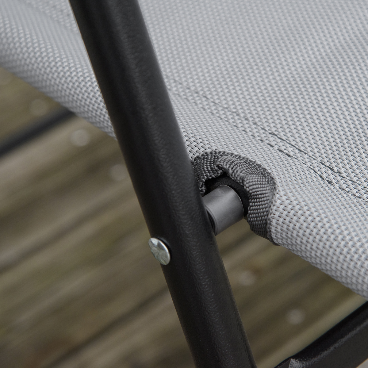 Patio Bistro Set Folding Chairs Garden Coffee Table for Balcony Grey Outsunny