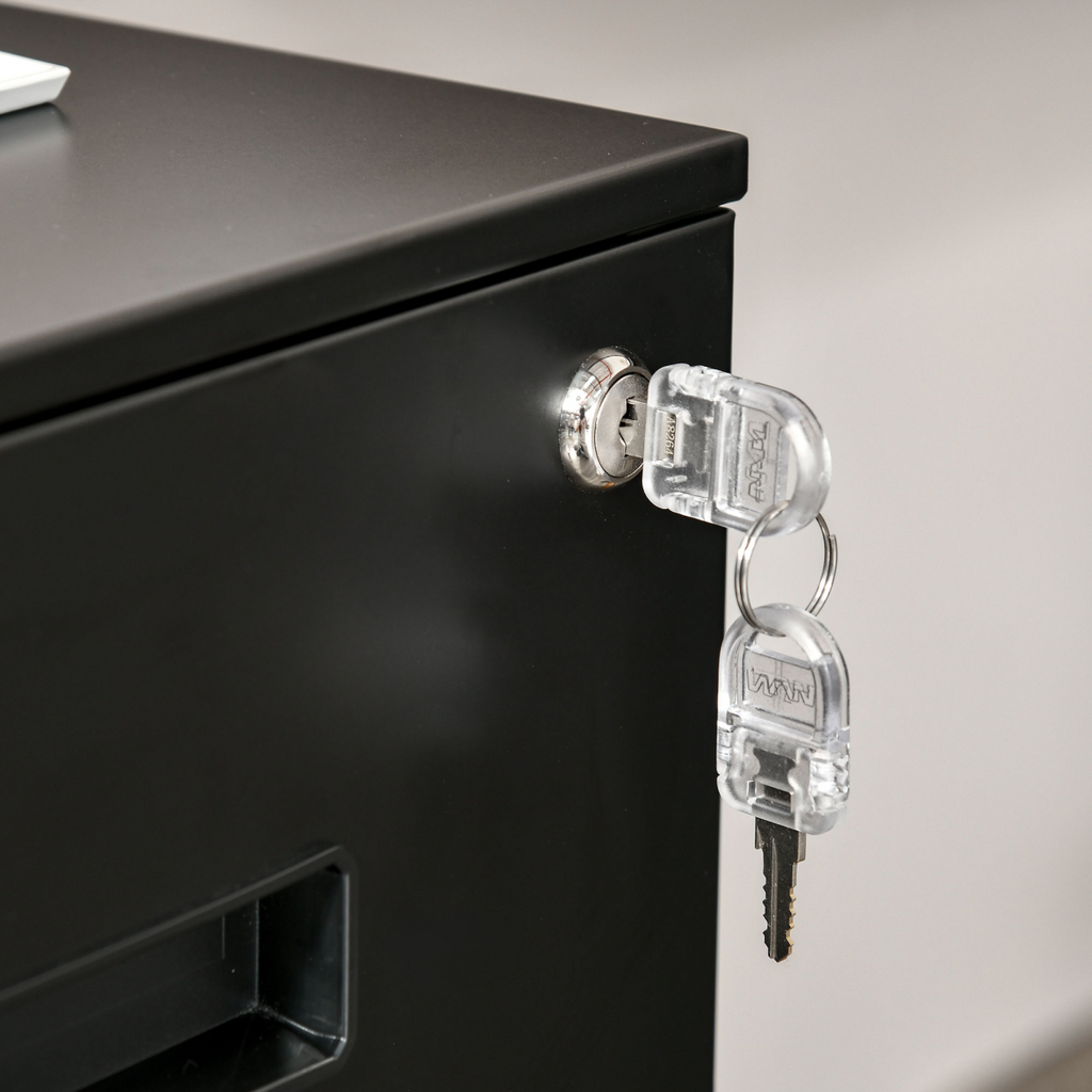 Mobile Lockable File Cabinet w/ Adjustable Hanging File Folder Black Vinsetto